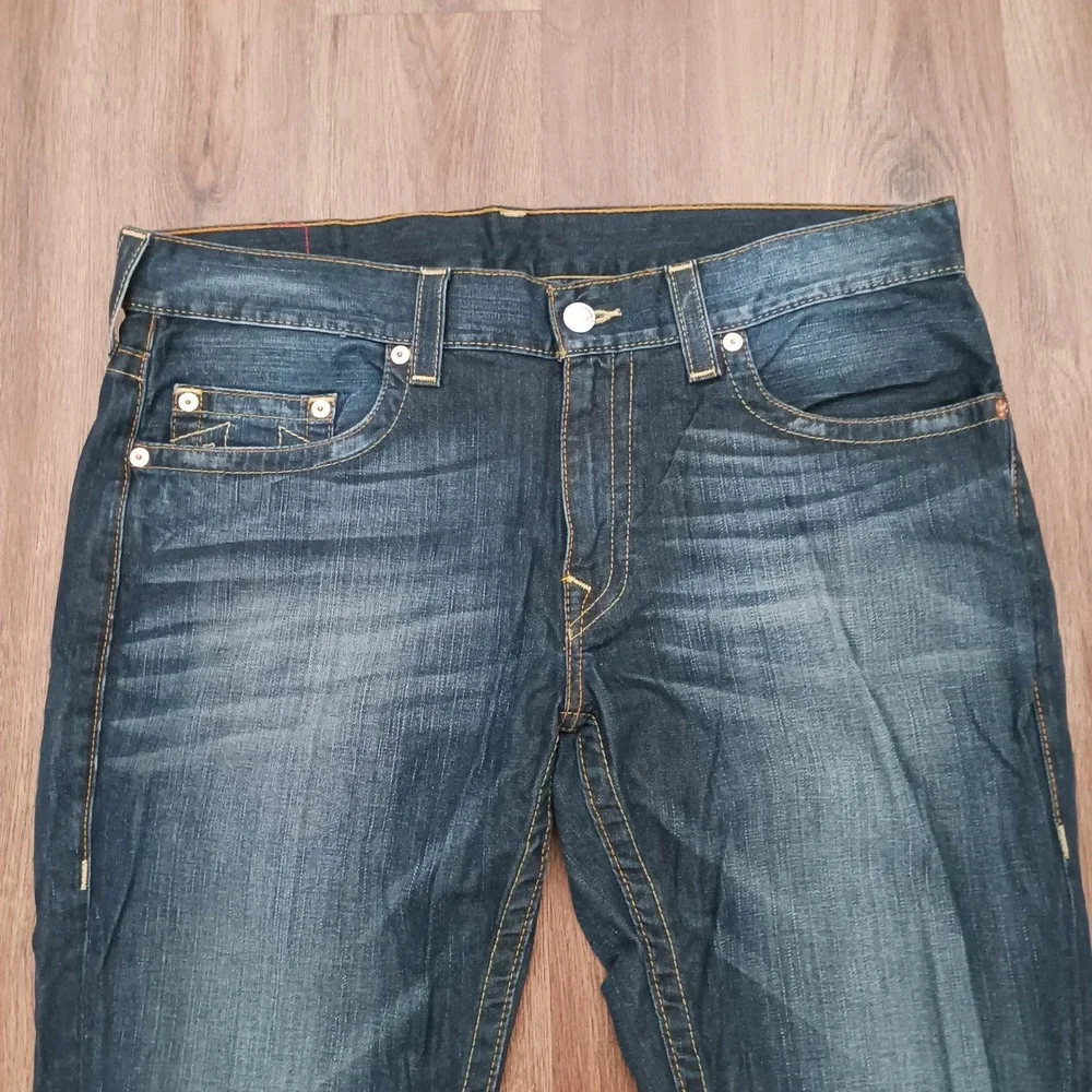 True‎ Religion Mens Slim OM Wheat SN Jeans Dark Wash Blue 38 x 34 MNRJ19OMW